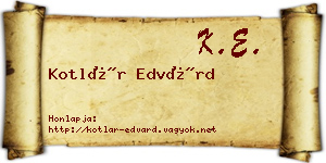 Kotlár Edvárd névjegykártya